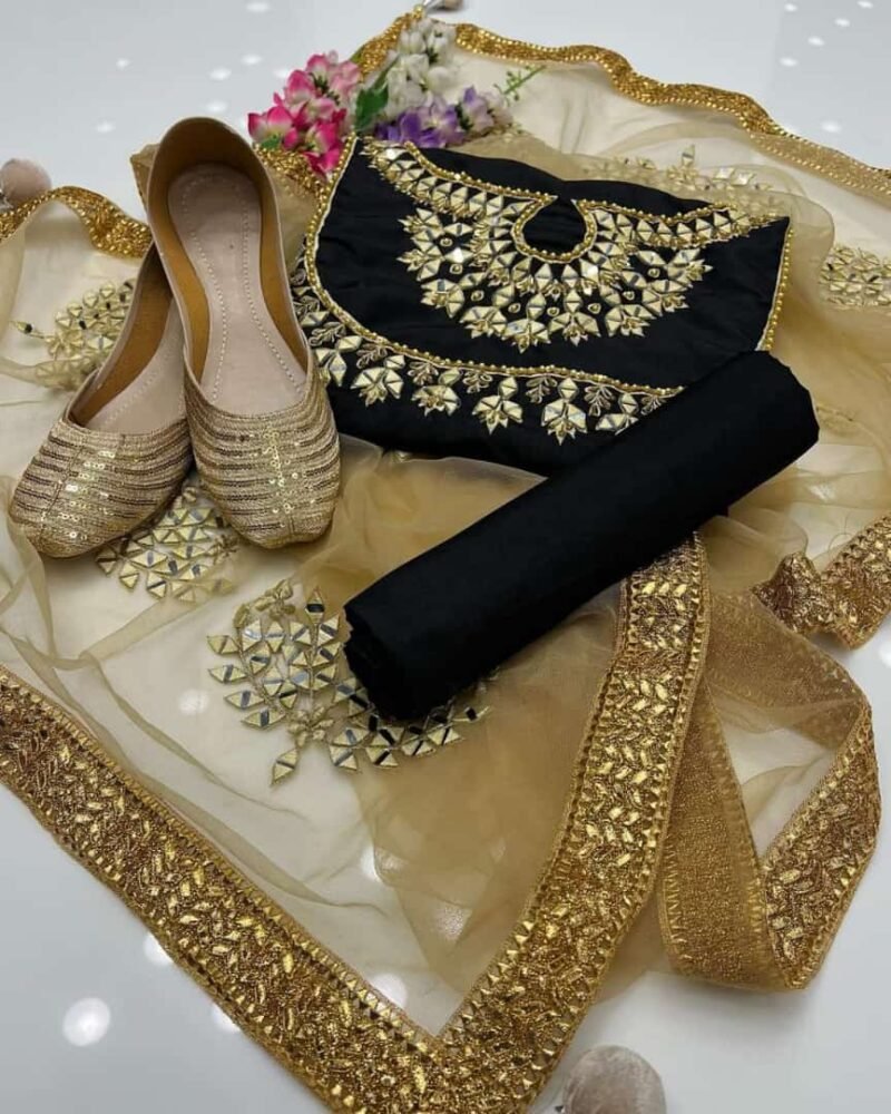 Khatan real mirror Embroidered 4Pc Suit - Image 4